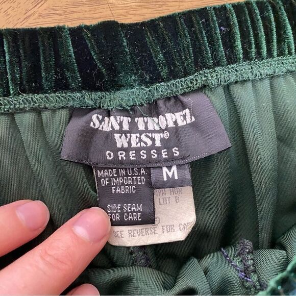 Vintage Forest Green Velvet Wide Leg Pants Size Medium - Picture 3 of 8